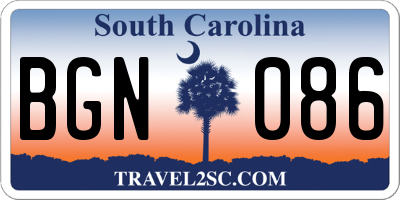 SC license plate BGN086