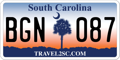 SC license plate BGN087