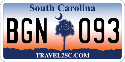 SC license plate BGN093