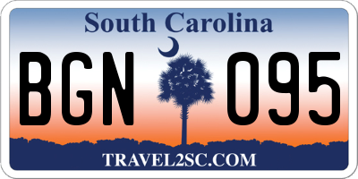 SC license plate BGN095
