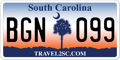 SC license plate BGN099