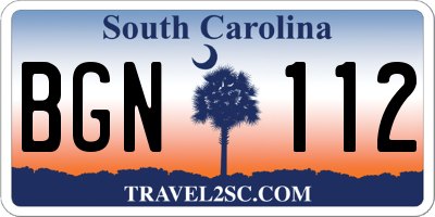 SC license plate BGN112