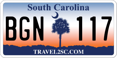 SC license plate BGN117
