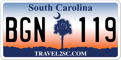SC license plate BGN119