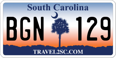 SC license plate BGN129