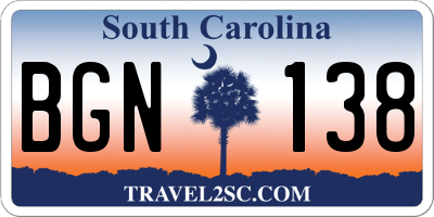 SC license plate BGN138
