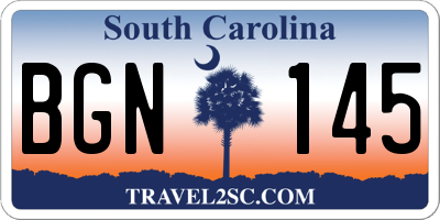 SC license plate BGN145