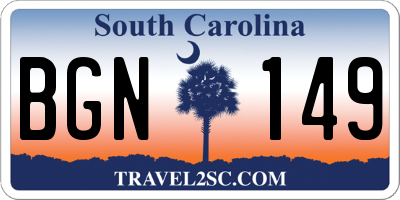 SC license plate BGN149