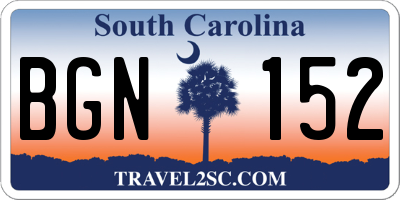 SC license plate BGN152
