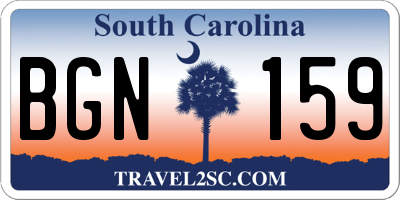 SC license plate BGN159