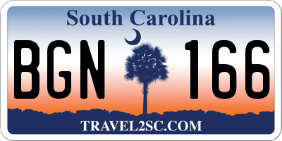 SC license plate BGN166