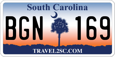 SC license plate BGN169