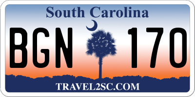 SC license plate BGN170