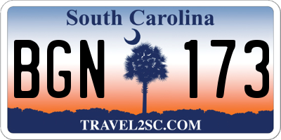 SC license plate BGN173