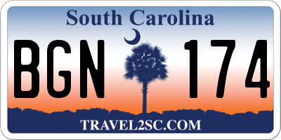 SC license plate BGN174