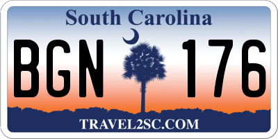 SC license plate BGN176