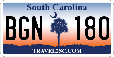 SC license plate BGN180