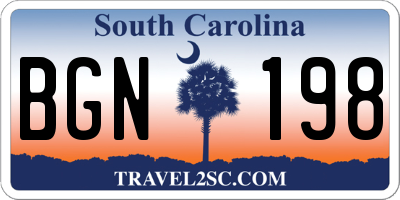SC license plate BGN198