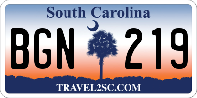 SC license plate BGN219
