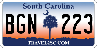 SC license plate BGN223