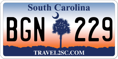 SC license plate BGN229