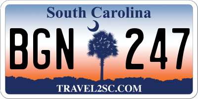 SC license plate BGN247