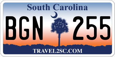 SC license plate BGN255