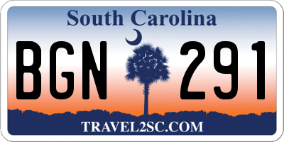 SC license plate BGN291
