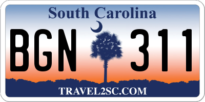 SC license plate BGN311