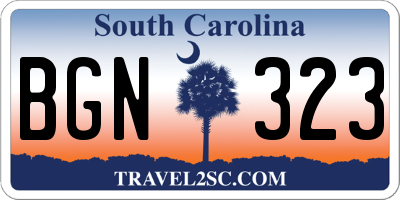SC license plate BGN323