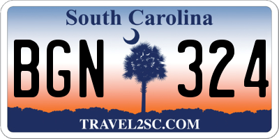 SC license plate BGN324