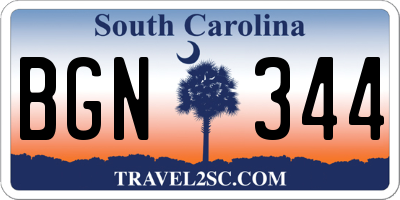 SC license plate BGN344