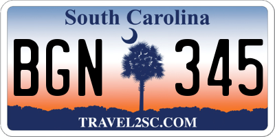 SC license plate BGN345