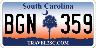 SC license plate BGN359