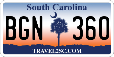SC license plate BGN360