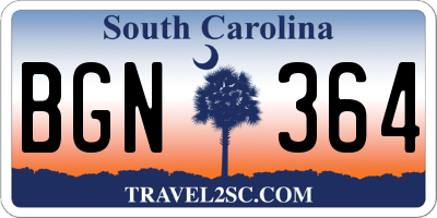 SC license plate BGN364