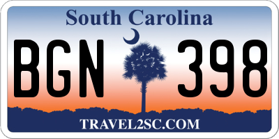 SC license plate BGN398