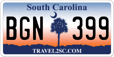 SC license plate BGN399