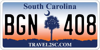 SC license plate BGN408