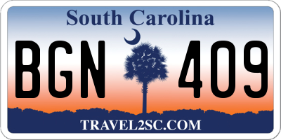 SC license plate BGN409