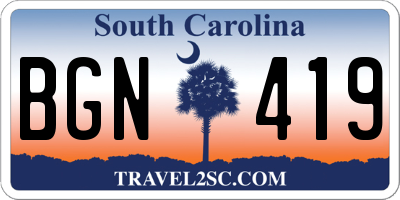 SC license plate BGN419