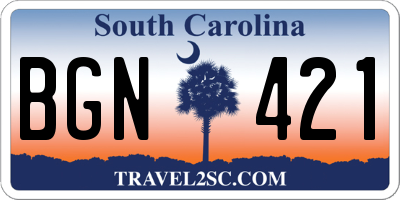 SC license plate BGN421
