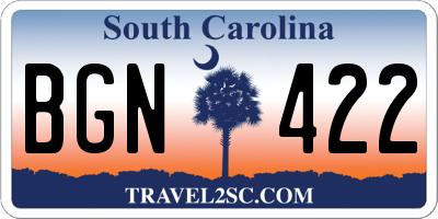 SC license plate BGN422
