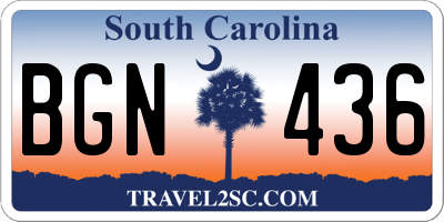 SC license plate BGN436