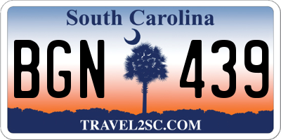 SC license plate BGN439