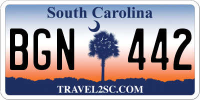 SC license plate BGN442