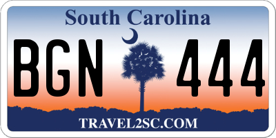 SC license plate BGN444