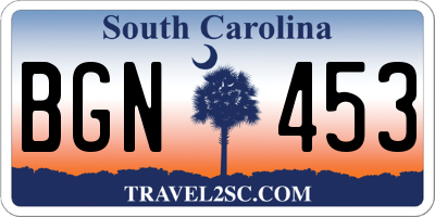 SC license plate BGN453