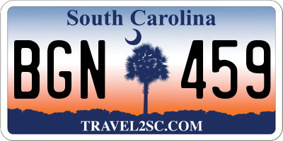 SC license plate BGN459