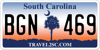 SC license plate BGN469